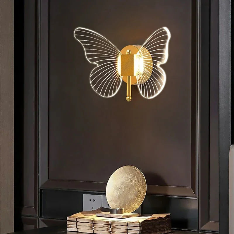 applique murale led moderne en forme de papillon décoratif intérieur - vue 5 sur 11