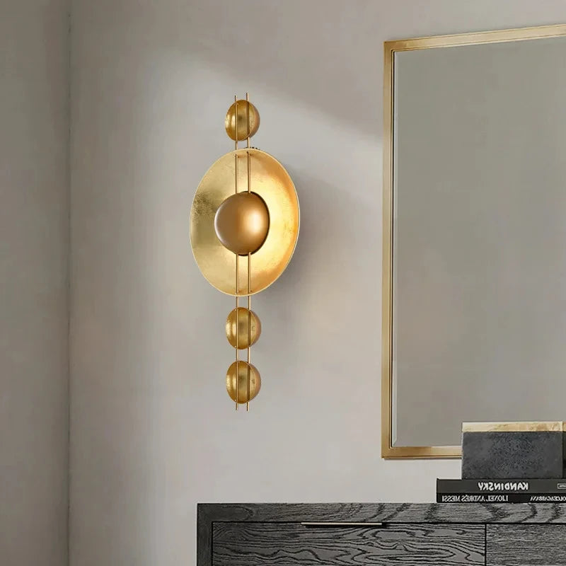 applique murale art déco en métal doré lampe créative - vue 1 sur 8