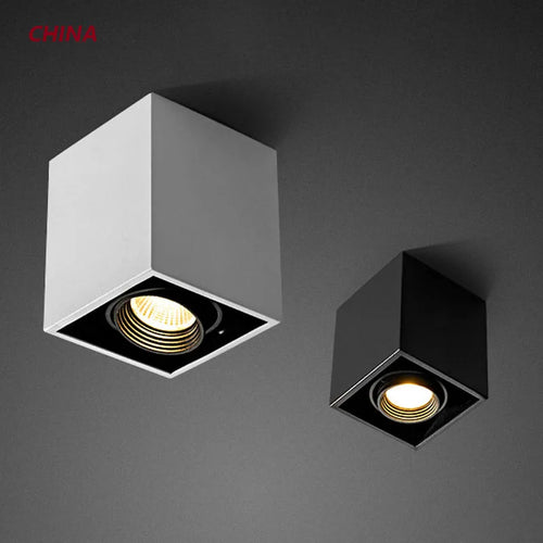 Spot Carré LED plaine COB plafond simple tête GU10 remplaçable - vue 2 sur 8