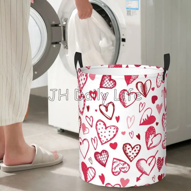 panier à linge pliable coeurs d'amour pour le rangement - vue 9 sur 12