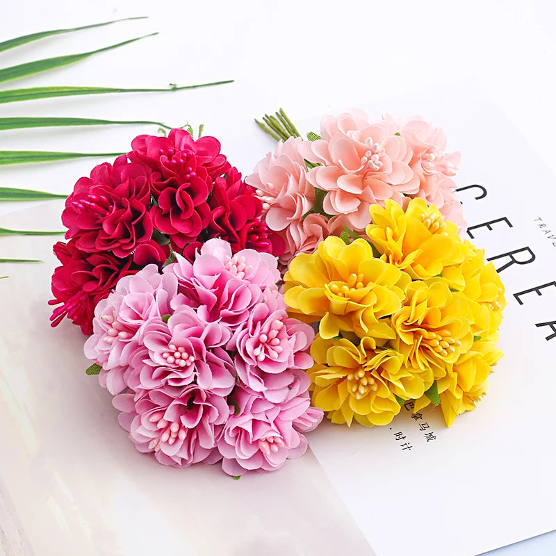bouquet de mini fleurs d'hortensia artificielles pour décoration et bricolage - vue 5 sur 15