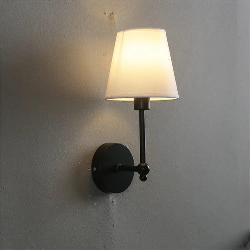 applique murale led rétro américaines couvertes de lin luxueuses - vue 3 sur 8