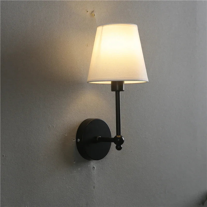 applique murale led rétro américaines couvertes de lin luxueuses - vue 2 sur 8