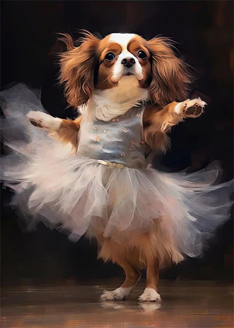 portraits de ballerine de chien art abstrait mural kawaii - vue 8 sur 26