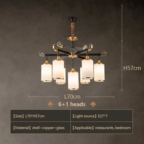 lustre en cuivre design style chinois pour éclairage moderne