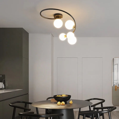 plafonnier moderne en cuivre irrégulier avec lumière personnalisée - vue 6 sur 9