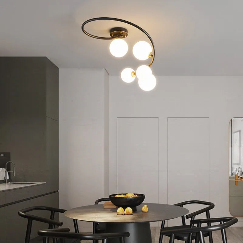plafonnier moderne en cuivre irrégulier avec lumière personnalisée - vue 5 sur 9