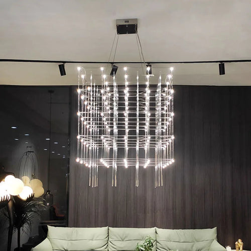 lampe led carrée en acier inoxydable avec cordon réglable - vue 3 sur 6