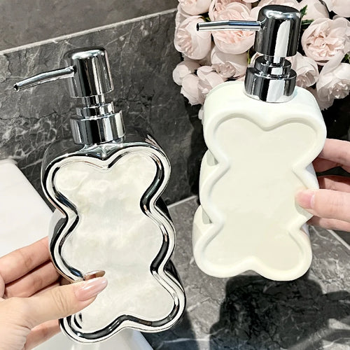 bouteille en céramique créative en forme de fleur pour gel et savon - vue 3 sur 10