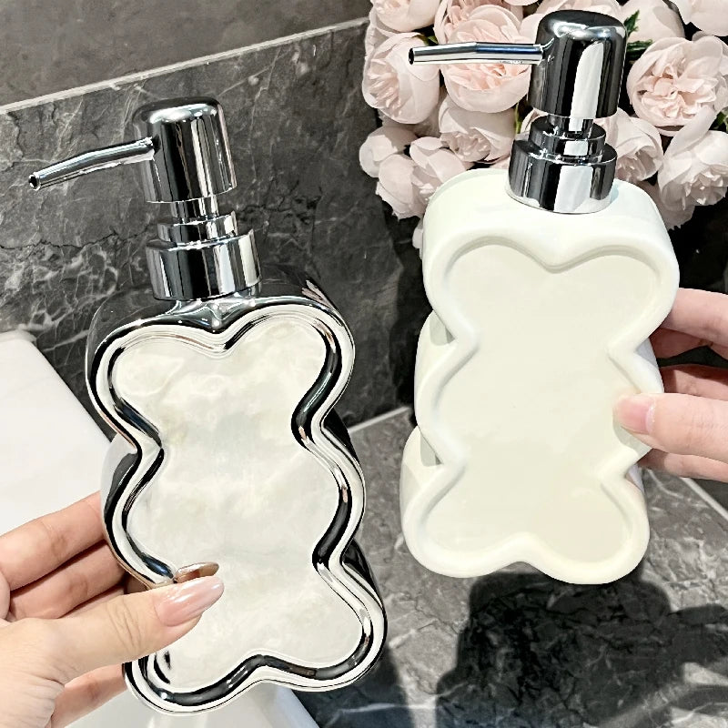 bouteille en céramique créative en forme de fleur pour gel et savon - vue 2 sur 10