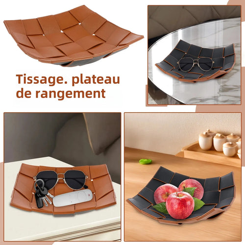 plateau de rangement en cuir pour clés et objets divers - vue 5 sur 10