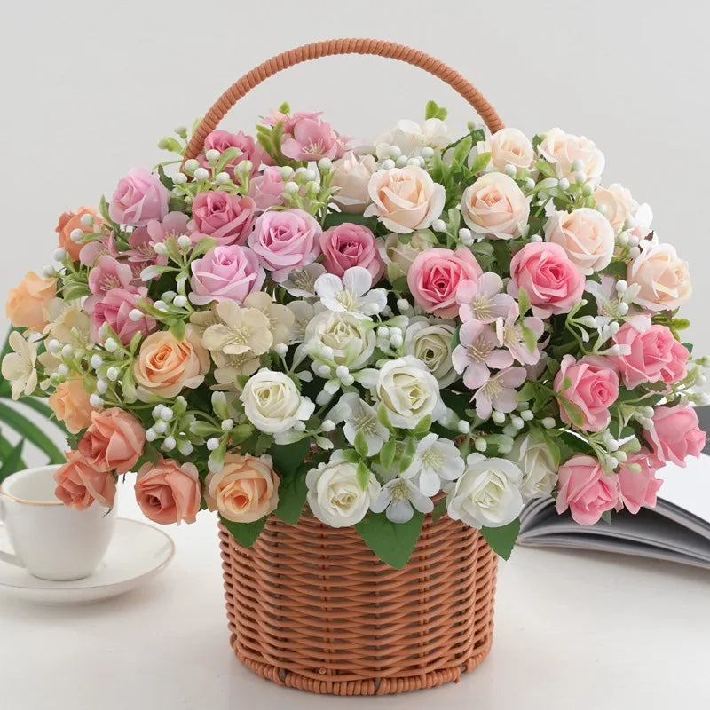 fleurs artificielles mariage bouquet roses hortensia décoration florale - vue 3 sur 11