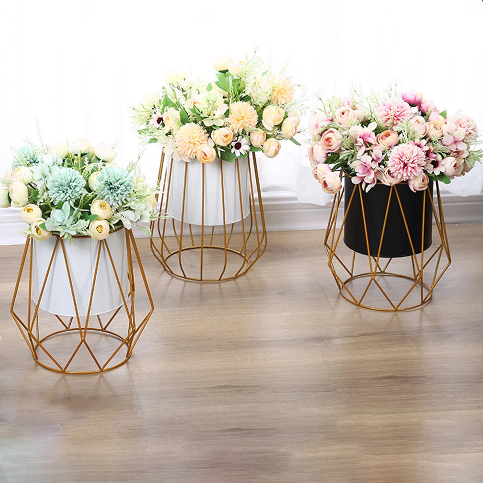 support en métal pour jardinière pot de fleurs vase antirouille - vue 3 sur 10