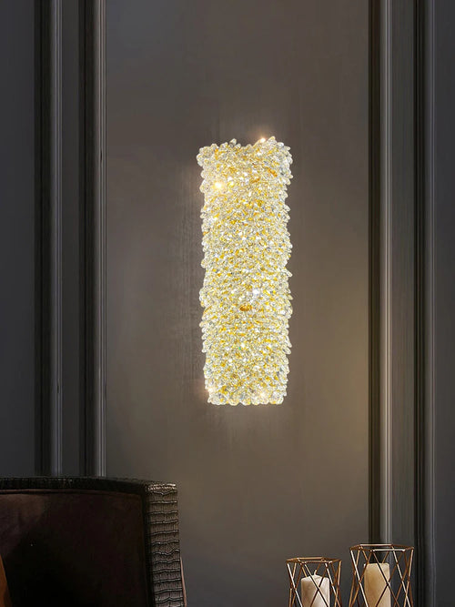 applique murale en métal doré avec ampoule en cristal clair fil réglable - vue 5 sur 9