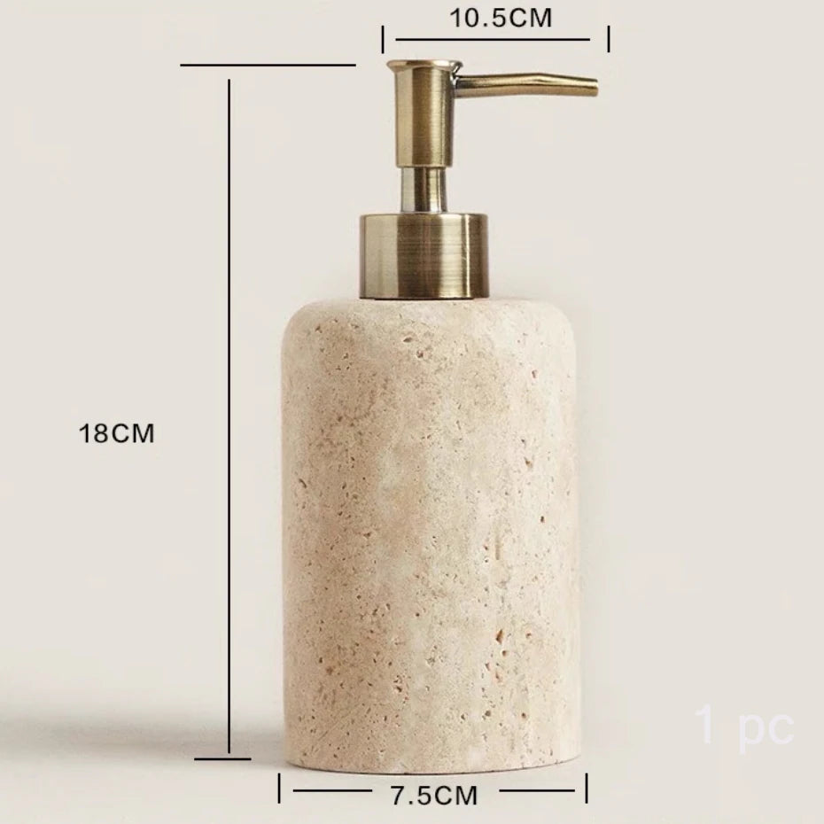 kit de salle de bain en marbre avec porte-gel et distributeur - vue 6 sur 8