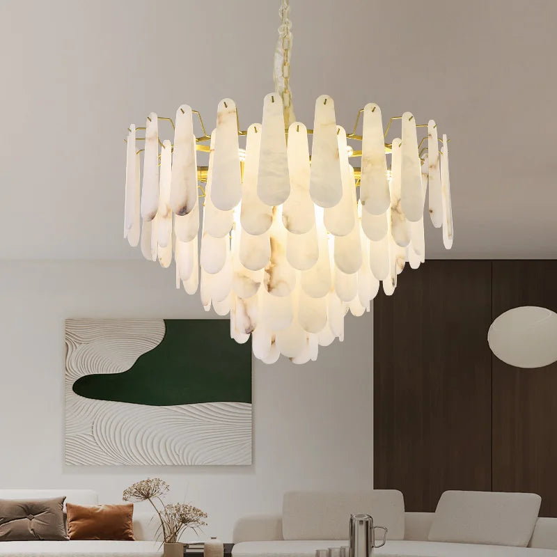 suspension en marbre et cuivre de luxe style chinois minimaliste - vue 2 sur 8