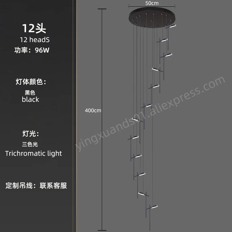 lustre moderne suspendu en acrylique design créatif 2023 à LED - vue 15 sur 17