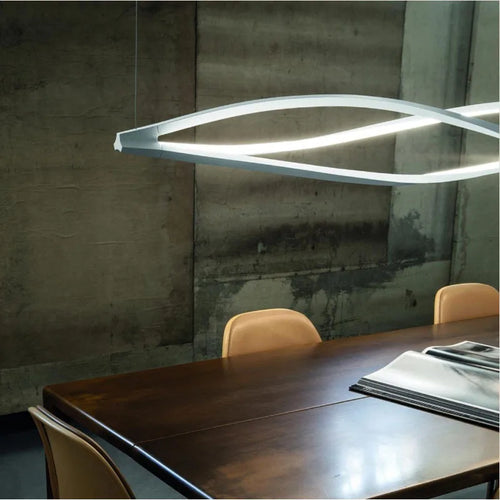 SANDYHA nordique longue bande salle à manger lustre créatif vague Style Art lampara De Techo Led Para Sala étude barre suspension - vue 5 sur 10