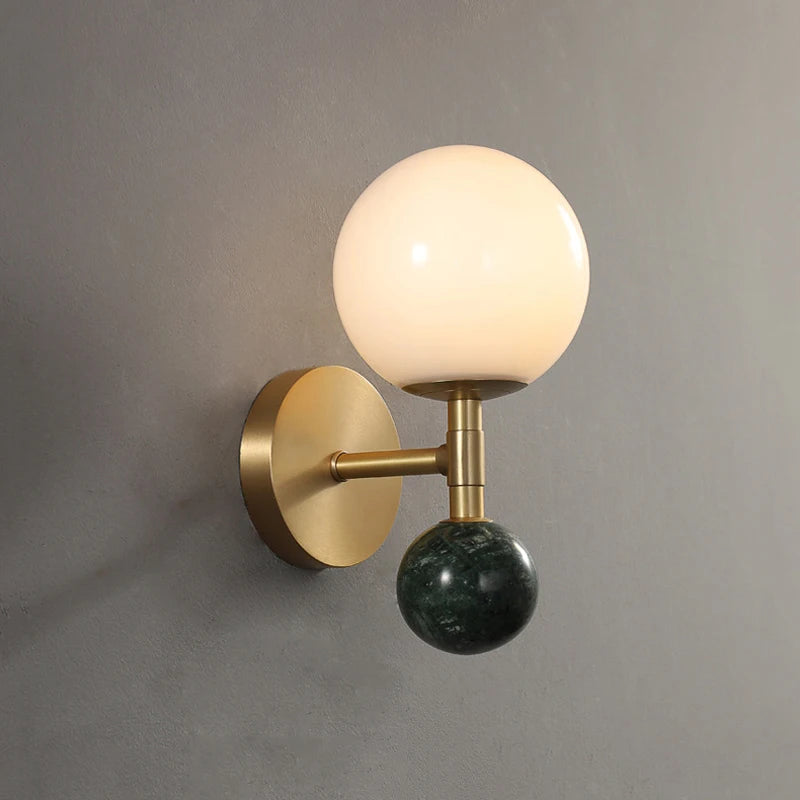 applique murale rétro en marbre et cuivre led - vue 4 sur 9