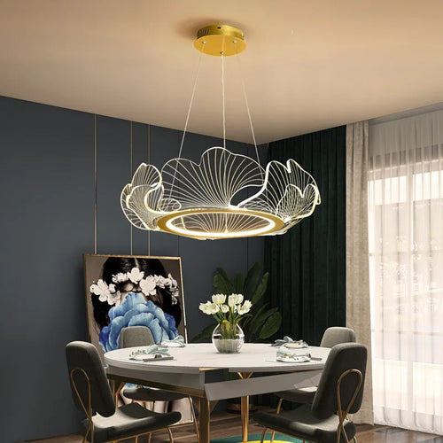 lustre led postmoderne de luxe réglable lotus feuille minimaliste - vue 5 sur 9