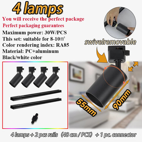 kit d'éclairage sur rail spots dimmables pour décoration intérieure - vue 3 sur 14