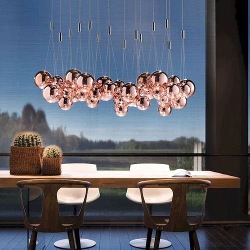 lustre nordique en verre avec suspension led pour décoration intérieure - vue 4 sur 12