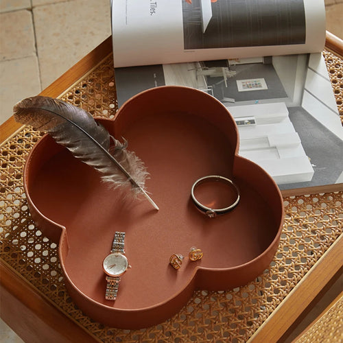 boîte de rangement ronde en cuir haut de gamme pour bijoux et objets décoratifs - vue 5 sur 7