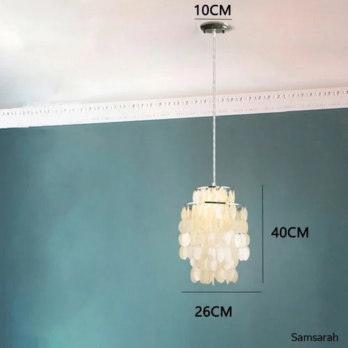 lustre nordique en coquillage avec luminaire à led - vue 10 sur 17