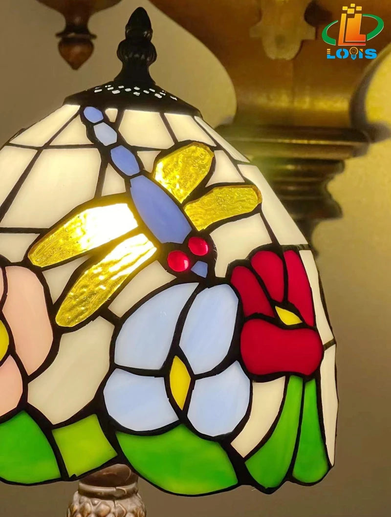lampe de bureau libellule style tiffany cadeau original décoratif - vue 6 sur 6