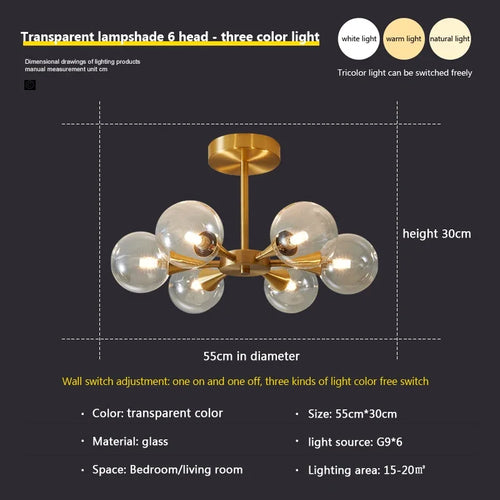 lustre nordique en verre blanc pour éclairage intérieur - vue 8 sur 23