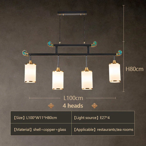 lustre en cuivre design style chinois pour éclairage moderne - vue 11 sur 12