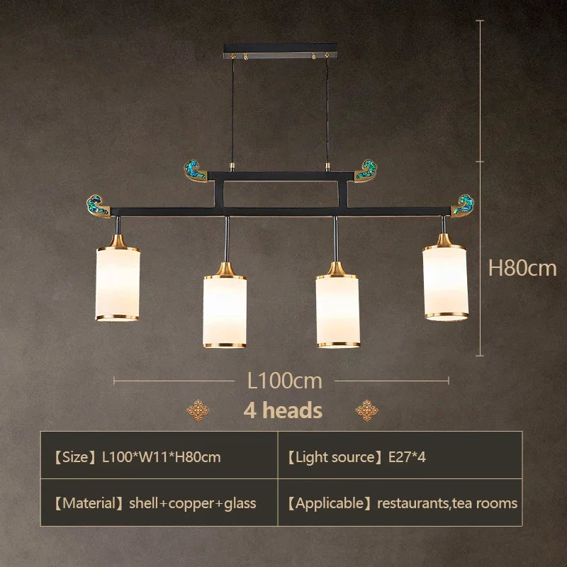 lustre en cuivre design style chinois pour éclairage moderne - vue 10 sur 12