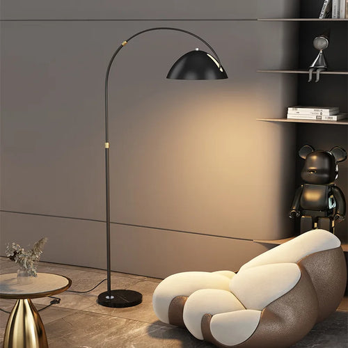 Lampadaire arc en métal chromé moderne minimaliste - vue 4 sur 8