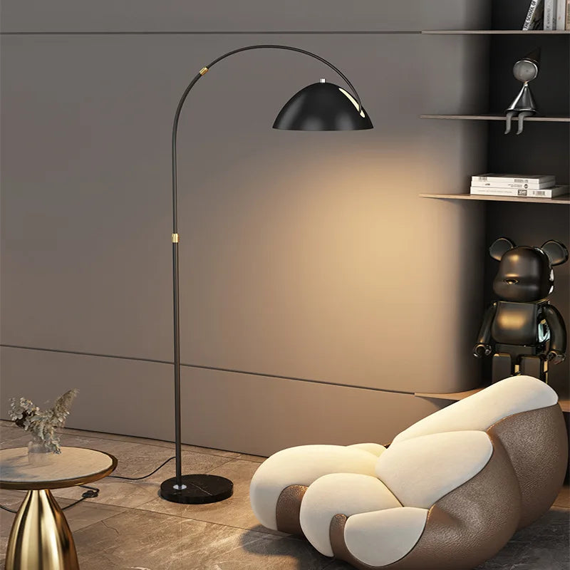 Lampadaire arc en métal chromé moderne minimaliste - vue 3 sur 8
