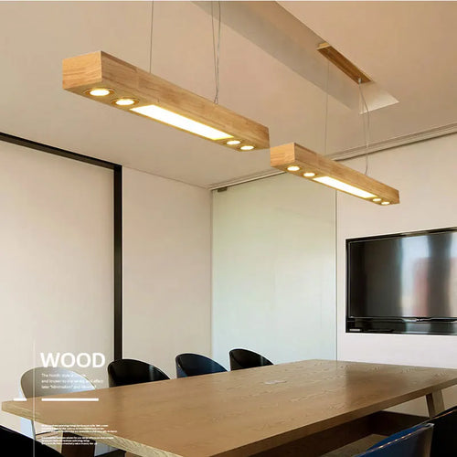 lampe suspendue led en bois au design moderne pour décoration intérieure - vue 4 sur 8