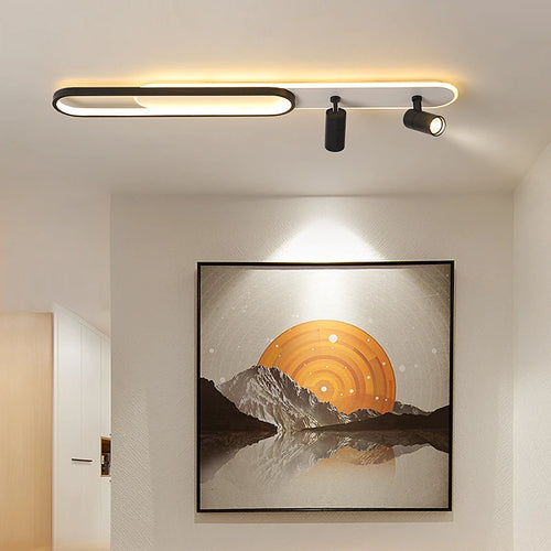 Lustres Led modernes avec projecteurs pour salon salle à manger chambre décor lumières cuisine acrylique plafonniers luminaire noir - vue 4 sur 19