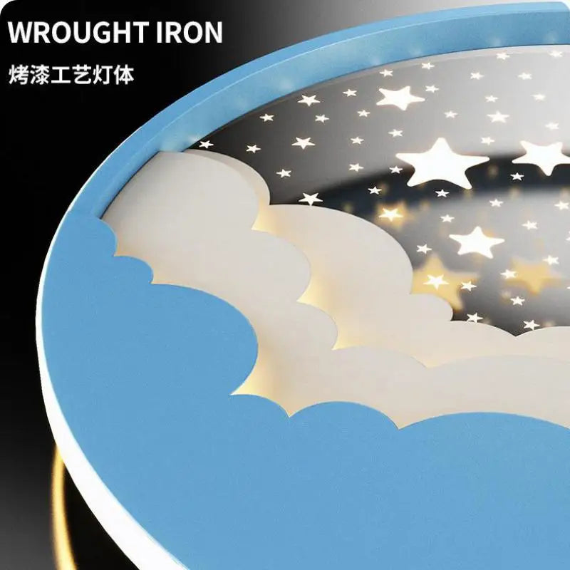 plafonnier led moderne étoile lune pour décoration et lecture - vue 10 sur 12