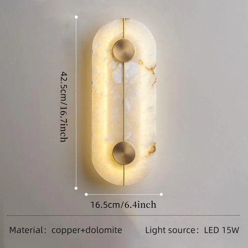 Applique murale LED ronde en marbre et cuivre doré