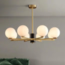 suspension nordique luxe en cuivre doré avec boules de verre blanches