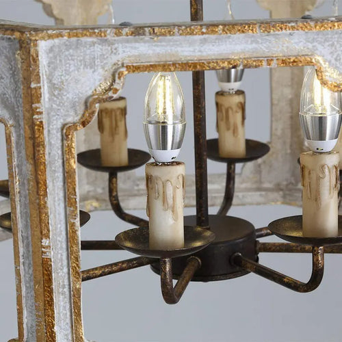 lustre rétro américain en bois massif pour villa vintage - vue 6 sur 7