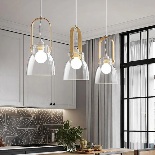 suspension en verre transparent avec fil réglable pour décor intérieur - vue 5 sur 9