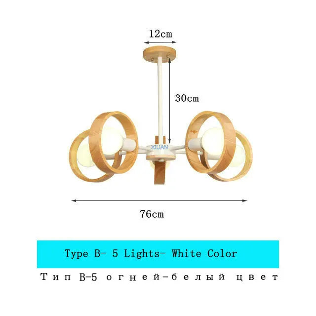 lustre scandinave minimaliste rotation 360 degrés luminaires suspendus bois créatifs - vue 13 sur 22