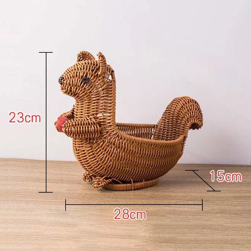 panier de rangement en rotin tissé style animal fait main - vue 8 sur 29