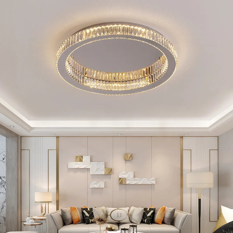 plafonnier circulaire en cristal moderne pour décoration intérieure - vue 5 sur 15