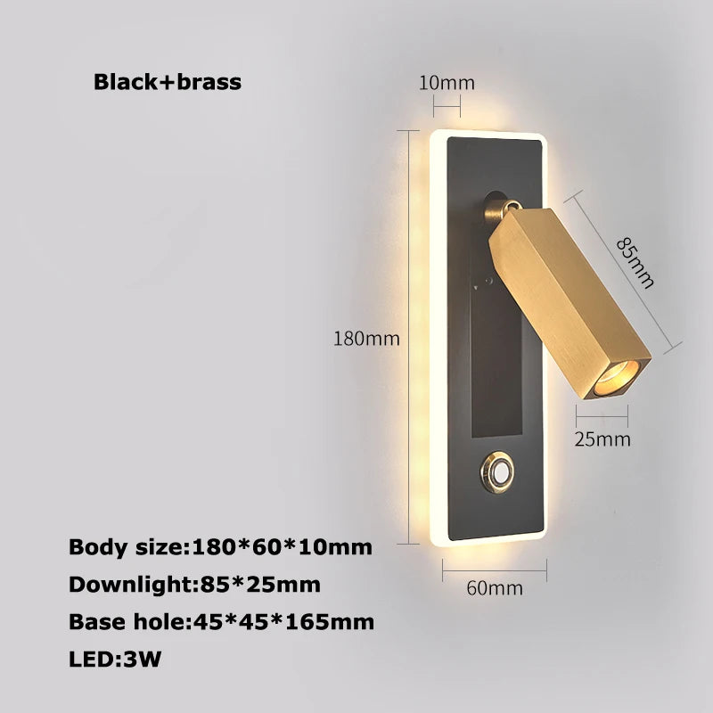 applique murale led rotative avec interrupteur pour lecture - vue 13 sur 23