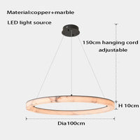 Lustre LED rond en marbre véritable