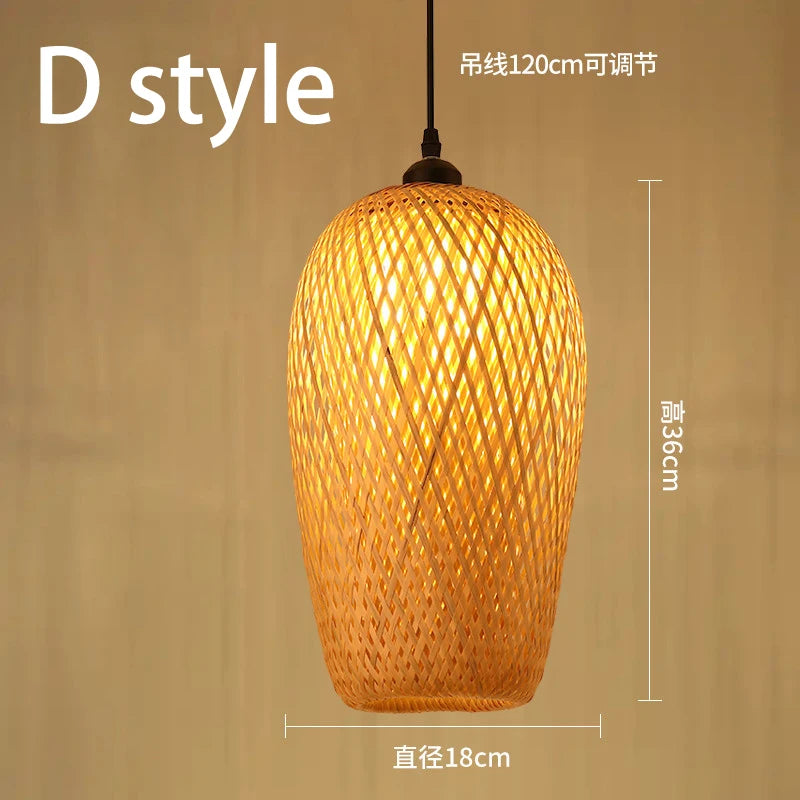 lustre style chinois fait main en bambou tissage pastoral vintage