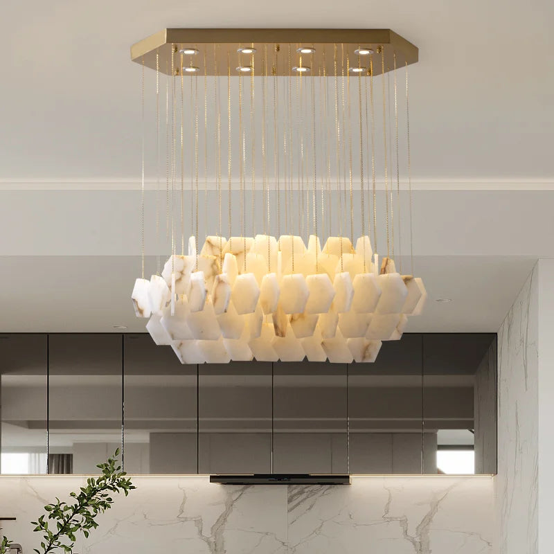 lustre moderne en pierre naturelle pour décoration intérieure 2024 - vue 5 sur 9