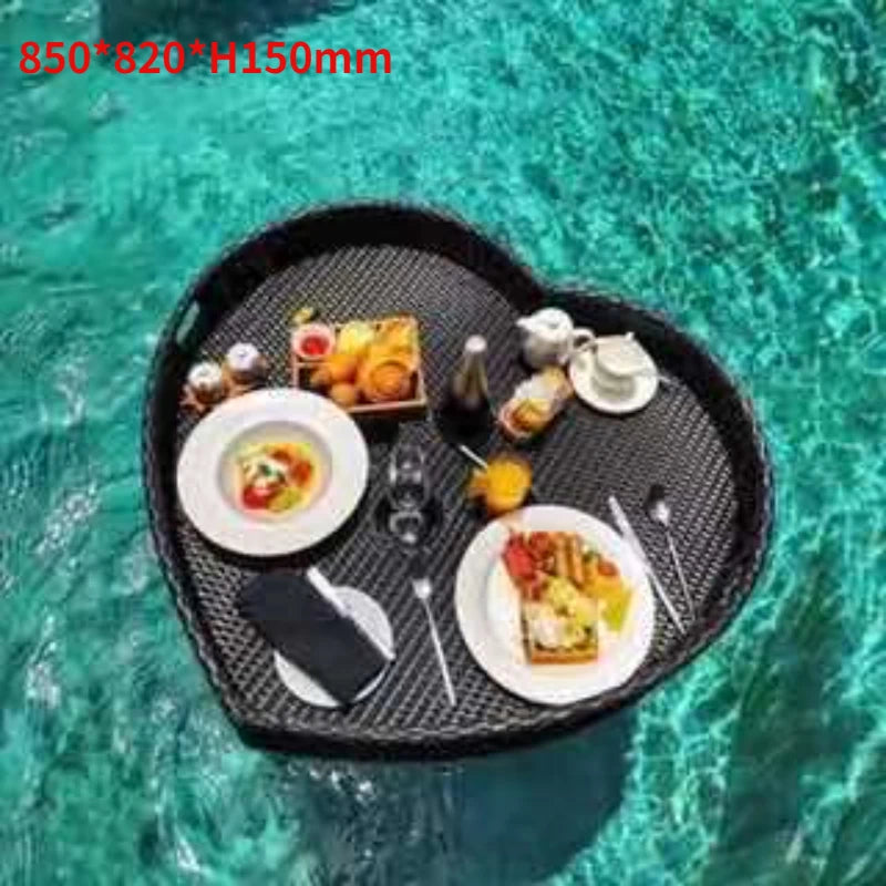 plateau en rotin nordique pour fruits et boissons de piscine - vue 11 sur 22