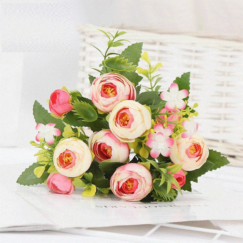 bouquet de roses artificielles en soie pour décoration élégante - vue 5 sur 10